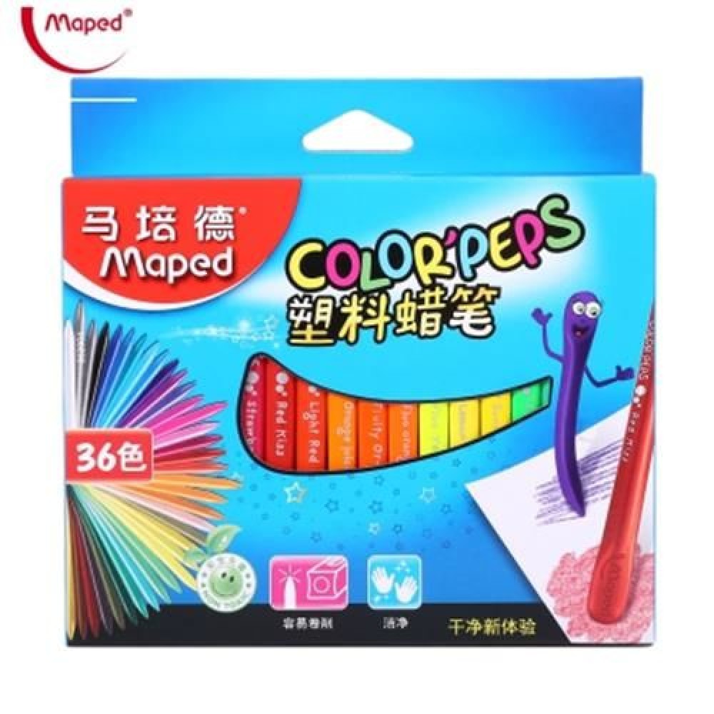 MAPED 36COLORS BAR PLASTIC CRAYON FOR DAILY USING (COLORMIX)