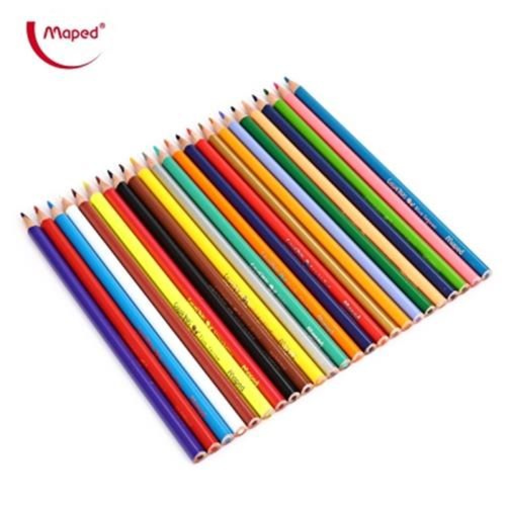 MAPED 24 COLORS TRIANGLE ROD WOODEN COLORED PENCIL FOR CHILDREN (COLORMIX)