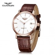 GUANQIN GJ16028 MEN AUTO MECHANICAL WATCH WORKING SUB-DIAL DATE GENUINE LEATHER BAND WRIST