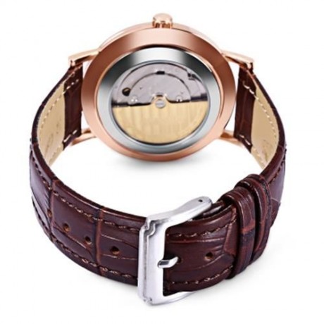 GUANQIN GJ16028 MEN AUTO MECHANICAL WATCH WORKING SUB-DIAL DATE GENUINE LEATHER BAND WRIST