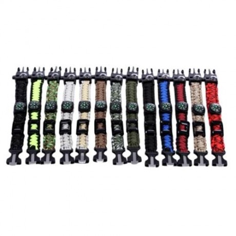 OUTDOOR MULTIFUNCTIONAL EMERGENCY SURVIVAL PARACHUTE BRACELET WITH COMPASS WHISTLE BLADE (