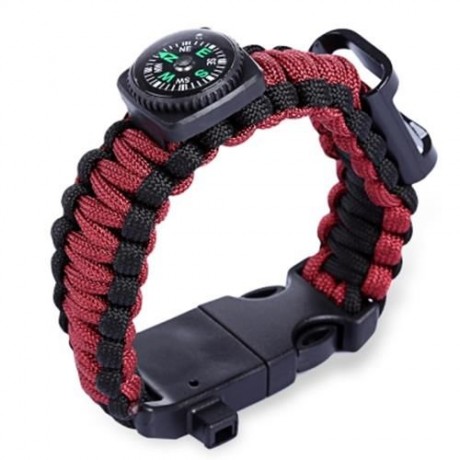 OUTDOOR MULTIFUNCTIONAL EMERGENCY SURVIVAL PARACHUTE BRACELET WITH COMPASS WHISTLE BLADE (