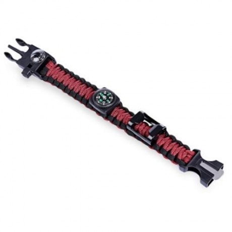 OUTDOOR MULTIFUNCTIONAL EMERGENCY SURVIVAL PARACHUTE BRACELET WITH COMPASS WHISTLE BLADE (