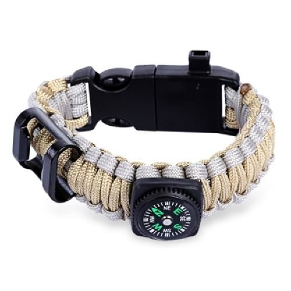 OUTDOOR MULTIFUNCTIONAL EMERGENCY SURVIVAL PARACHUTE BRACELET WITH COMPASS WHISTLE BLADE (