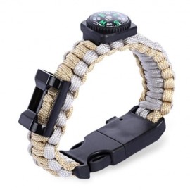 OUTDOOR MULTIFUNCTIONAL EMERGENCY SURVIVAL PARACHUTE BRACELET WITH COMPASS WHISTLE BLADE (