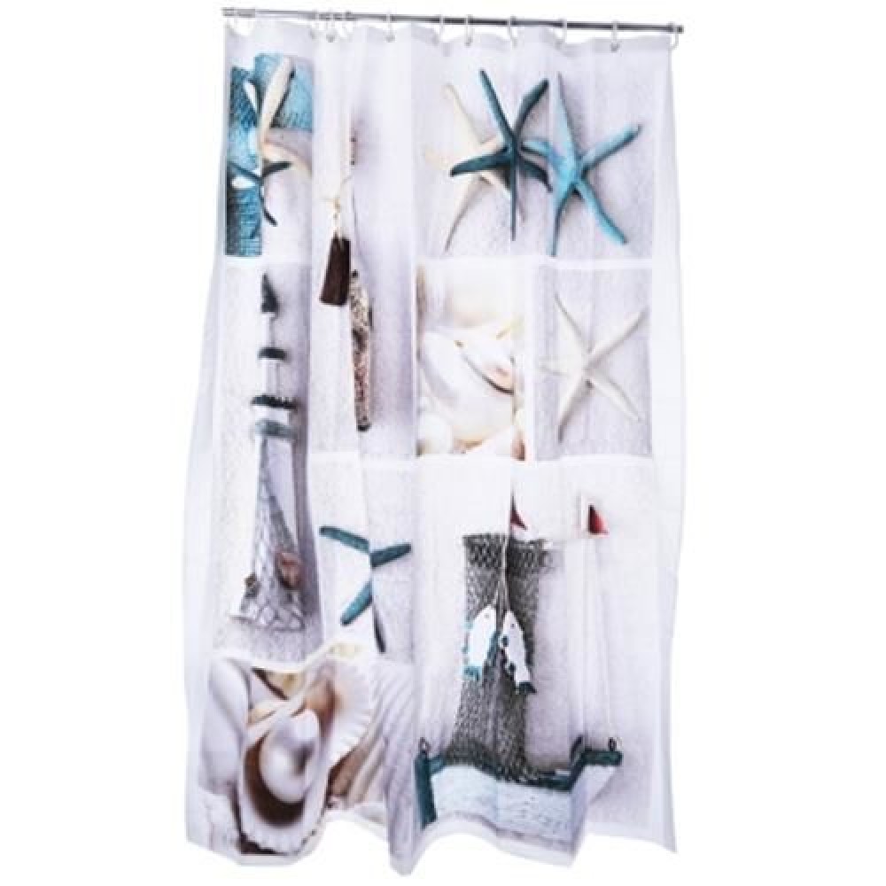 3D BLUE SEA LIFE SEASHELL PATTERN WATER-RESISTANT BATHING SHOWER CURTAIN POLYESTER BATHROO 3D BLUE SEA LIFE SEASHELL PATTERN WATER-RESISTANT BATHING SHOWER CURTAIN POLYESTER BATHROO