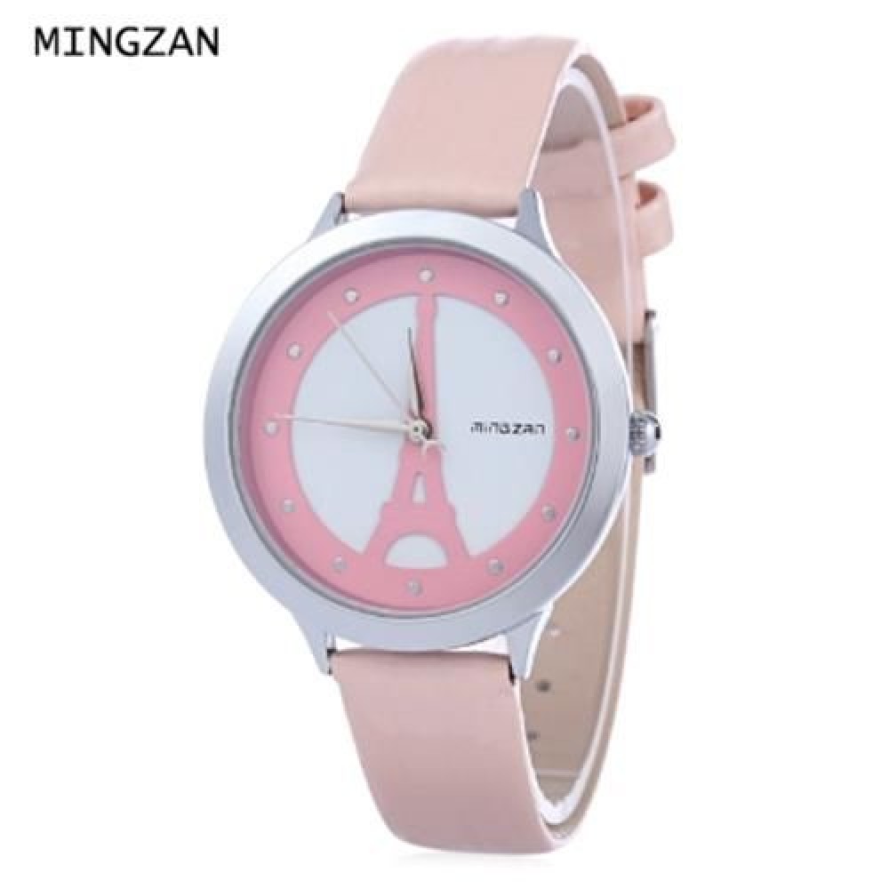 MINGZAN 6222 WOMEN QUARTZ WATCH TOWER PATTERN DIAL DAILY WATER RESISTANCE FEMALE WRISTWATC
