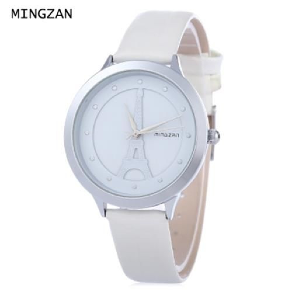 MINGZAN 6222 WOMEN QUARTZ WATCH TOWER PATTERN DIAL DAILY WATER RESISTANCE FEMALE WRISTWATC