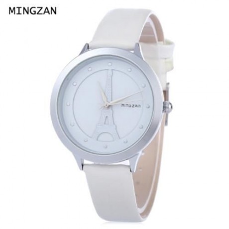 MINGZAN 6222 WOMEN QUARTZ WATCH TOWER PATTERN DIAL DAILY WATER RESISTANCE FEMALE WRISTWATC