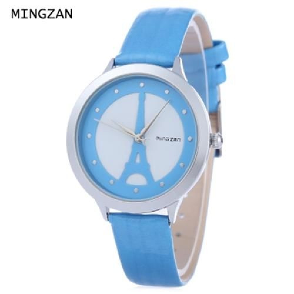 MINGZAN 6222 WOMEN QUARTZ WATCH TOWER PATTERN DIAL DAILY WATER RESISTANCE FEMALE WRISTWATC