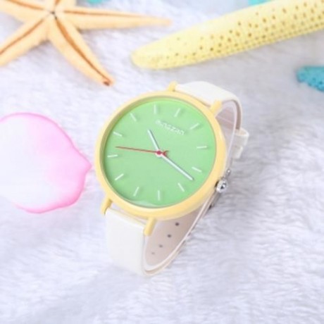 MINGZAN 6207 WOMEN QUARTZ WATCH STEREO SCALES LEATHER BAND FEMALE WRISTWATCH (CRYSTAL GREE