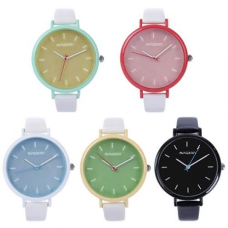 MINGZAN 6207 WOMEN QUARTZ WATCH STEREO SCALES LEATHER BAND FEMALE WRISTWATCH (YELLOW)