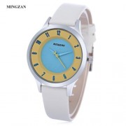 MINGZAN 6202 WOMEN QUARTZ WATCH STEREO DIAL LEATHER BAND DAILY WATER RESISTANCE FEMALE WRI