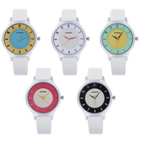 MINGZAN 6202 WOMEN QUARTZ WATCH STEREO DIAL LEATHER BAND DAILY WATER RESISTANCE FEMALE WRI