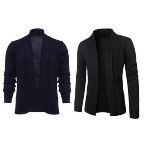 CASUAL SOLID COLOR MALE LONG SLEEVE KNITWEAR (CADETBLUE)