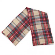 VINTAGE GRID DESIGN COLOR BLOCK UNISEX TASSEL SCARF (BEIGE)