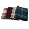 VINTAGE GRID DESIGN COLOR BLOCK UNISEX TASSEL SCARF (GREEN)