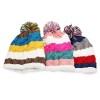 CASUAL WINTER COLOR BLOCK VENONAT DESIGN GIRLS WARM INSIDE KNITTED HAT (GREY AND WHITE)