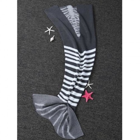 SUPER SOFT KNITTED FISHBONE KIDS WRAP HALLOWEEN MERMAID BLANKET AND THROWS (GREY AND WHITE