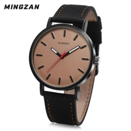 MINGZAN 6306 UNISEX QUARTZ WATCH LEATHER BAND DAILY WATER RESISTANCE LUMINOUS POINTER WRIS