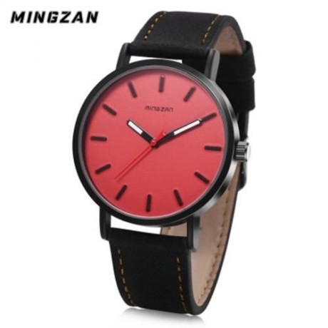 MINGZAN 6306 UNISEX QUARTZ WATCH LEATHER BAND DAILY WATER RESISTANCE LUMINOUS POINTER WRIS