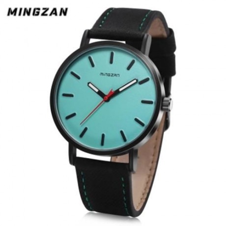 MINGZAN 6306 UNISEX QUARTZ WATCH LEATHER BAND DAILY WATER RESISTANCE LUMINOUS POINTER WRIS