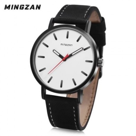 MINGZAN 6306 UNISEX QUARTZ WATCH LEATHER BAND DAILY WATER RESISTANCE LUMINOUS POINTER WRIS