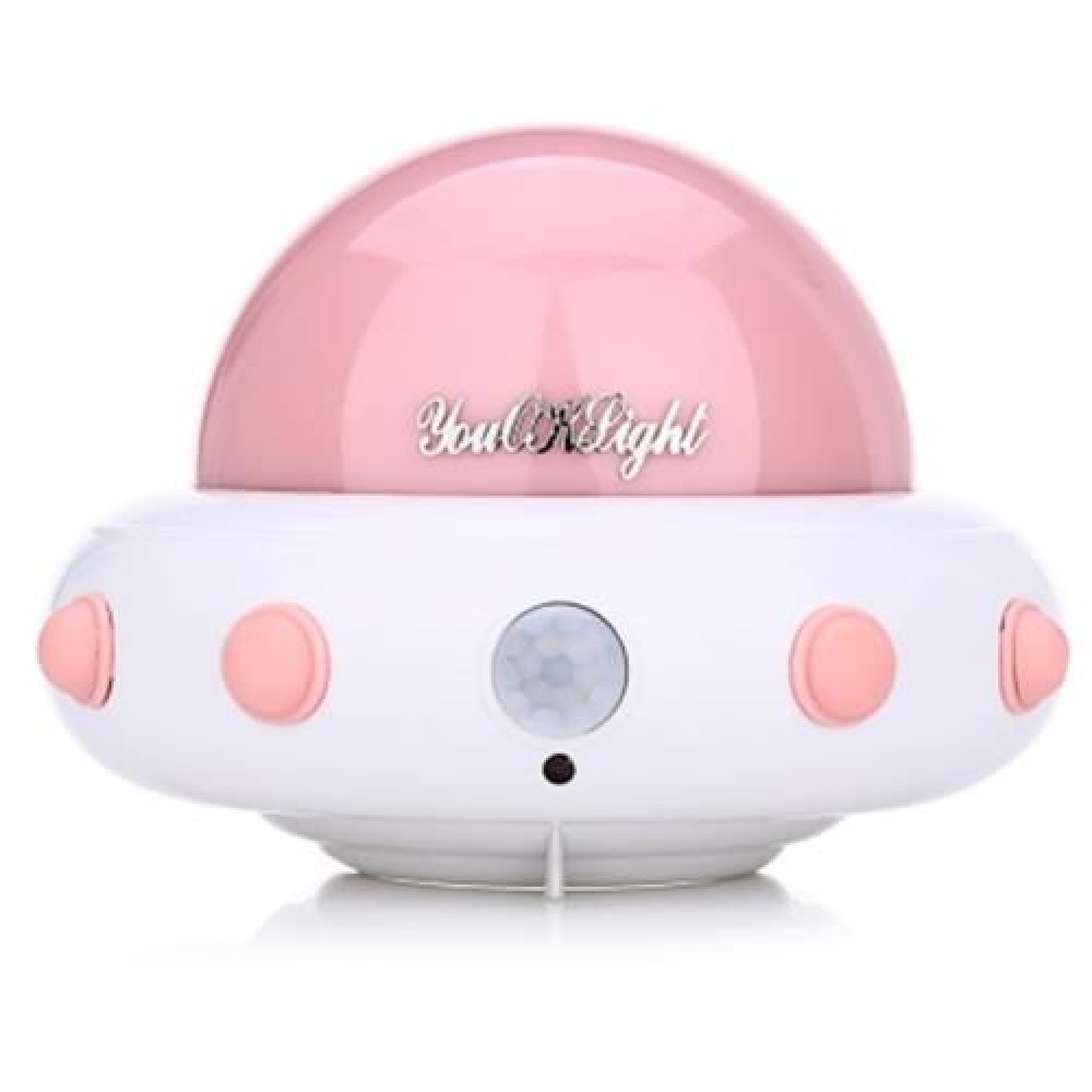 YOUOKLIGHT DC 5V 1W FLYING SAUCER UFO SHAPED LED NIGHT LIGHT MOTION SENSOR LAMP (PINK)