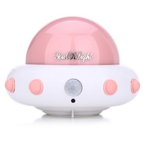 YOUOKLIGHT DC 5V 1W FLYING SAUCER UFO SHAPED LED NIGHT LIGHT MOTION SENSOR LAMP (PINK)
