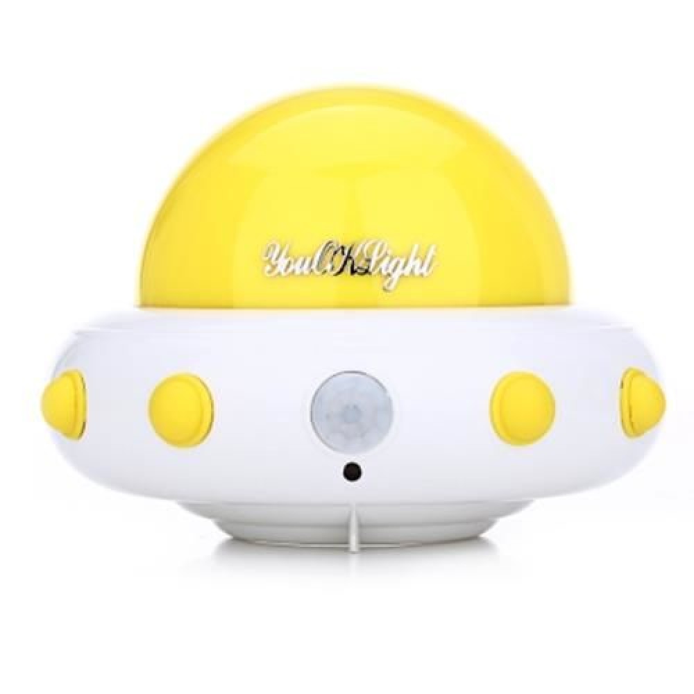 YOUOKLIGHT DC 5V 1W FLYING SAUCER UFO SHAPED LED NIGHT LIGHT MOTION SENSOR LAMP (YELLOW)