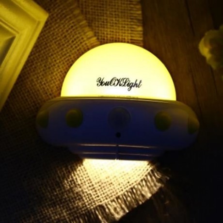 YOUOKLIGHT DC 5V 1W FLYING SAUCER UFO SHAPED LED NIGHT LIGHT MOTION SENSOR LAMP (YELLOW)