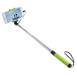 COLLAPSIBLE SELFIE STICK MONOPOD WIRE CONTROL CAMERA SHUTTER FOR IPHONE (GREEN)