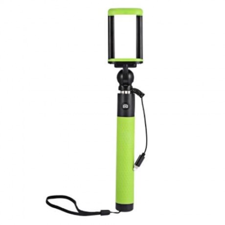 COLLAPSIBLE SELFIE STICK MONOPOD WIRE CONTROL CAMERA SHUTTER FOR IPHONE (GREEN)