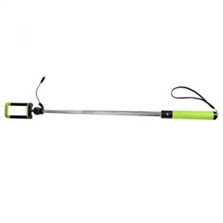 COLLAPSIBLE SELFIE STICK MONOPOD WIRE CONTROL CAMERA SHUTTER FOR IPHONE (GREEN)