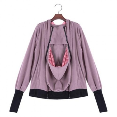 CASUAL MATERNITY KANGAROO MULTI FUNCTIONAL HOODIE WITH BABIES CARRIER FOR WOMEN (RED AND P