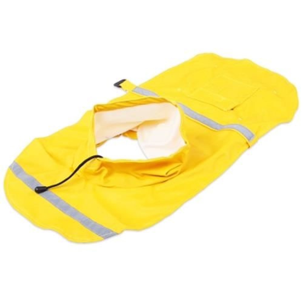 ADJUSTABLE PET DOG REFLECTIVE RAIN JACKET RAINCOAT WITH HOOD (YELLOW)