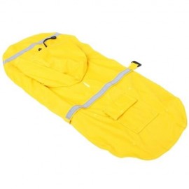 ADJUSTABLE PET DOG REFLECTIVE RAIN JACKET RAINCOAT WITH HOOD (YELLOW)
