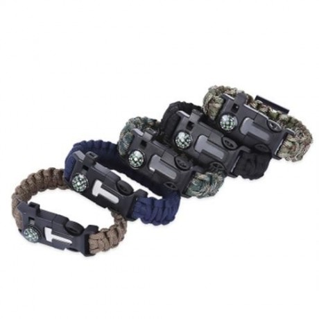OUTDOOR ADVENTURE COMPASS WHISTLE EMERGENCY SURVIVAL MULTIFUNCTIONAL PARACORD BRACELET (PU