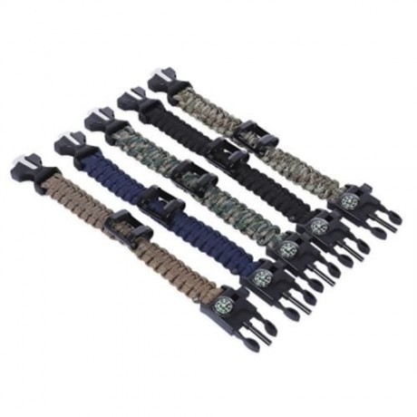 OUTDOOR ADVENTURE COMPASS WHISTLE EMERGENCY SURVIVAL MULTIFUNCTIONAL PARACORD BRACELET (PU