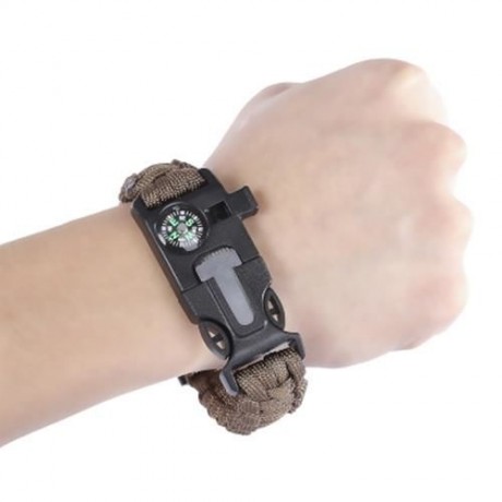 OUTDOOR ADVENTURE COMPASS WHISTLE EMERGENCY SURVIVAL MULTIFUNCTIONAL PARACORD BRACELET (BR