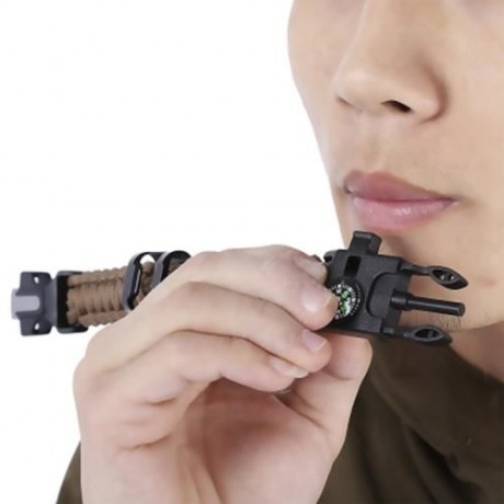 OUTDOOR ADVENTURE COMPASS WHISTLE EMERGENCY SURVIVAL MULTIFUNCTIONAL PARACORD BRACELET (BR