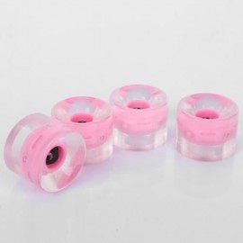 4PCS 60 X 45MM PU LED TRANSPARENT SKATEBOARDING WHEELS (PINK)