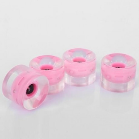 4PCS 60 X 45MM PU LED TRANSPARENT SKATEBOARDING WHEELS (PINK)
