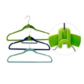 10PCS CREATIVE MINI FLOCKING CLOTHES HANGER HOOK CLOSET WARDROBE ORGANIZER (GRAY)
