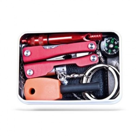 AOTU AT9016 OUTDOOR EMERGENCY COMBINATION MULTIFUNCTIONAL TOOLS KIT (RED)
