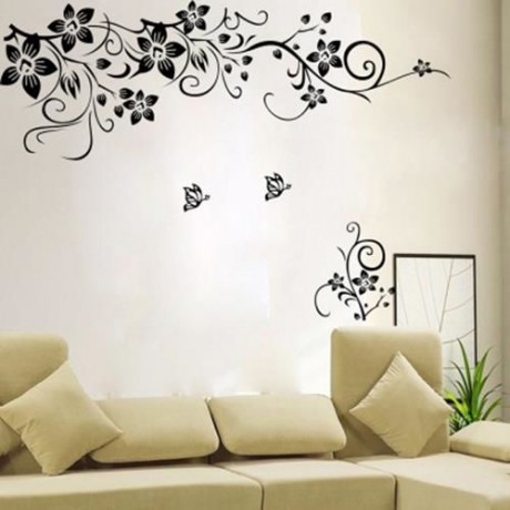 FASHIONABLE FLOWER PATTERN REMOVABLE WALL WINDOW DECAL STICKER FILM WALLPAPER DECORATION (