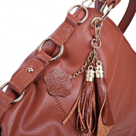 GUAPABIEN FASHIONABLE HANDBAG TOTE SHOULDER MESSENGER CROSSBODY BAG FOR WOMEN (BROWN)