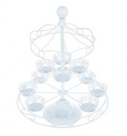 CHRISTMAS TREE SHAPE 3 TIERS 12 CUPS CUPCAKE STAND FOR DESSERT DISPLAY (WHITE)