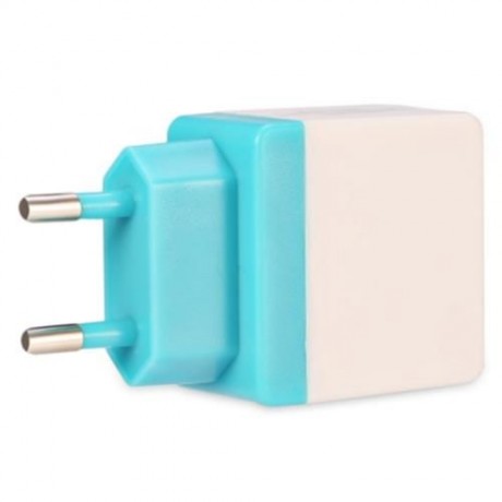 UNIVERSAL DUAL USB OUTPUT HOME WALL POWER SUPPLY ADAPTER CHARGER (BLUE)