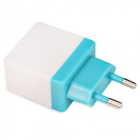 UNIVERSAL DUAL USB OUTPUT HOME WALL POWER SUPPLY ADAPTER CHARGER (BLUE)
